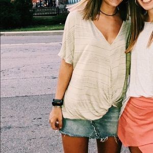 Sadie and Sage Green Twist-Front Top!